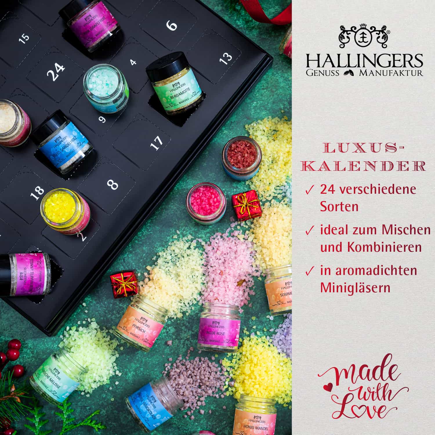Adventskalender Badesalz Hallingers Duftmix - Premium Auswahl Geschenkidee - Bild 3 von 10